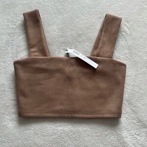 Susana Monaco Brown Fitted Crop Tank Top